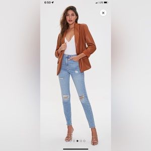 Faux Leather Blazer